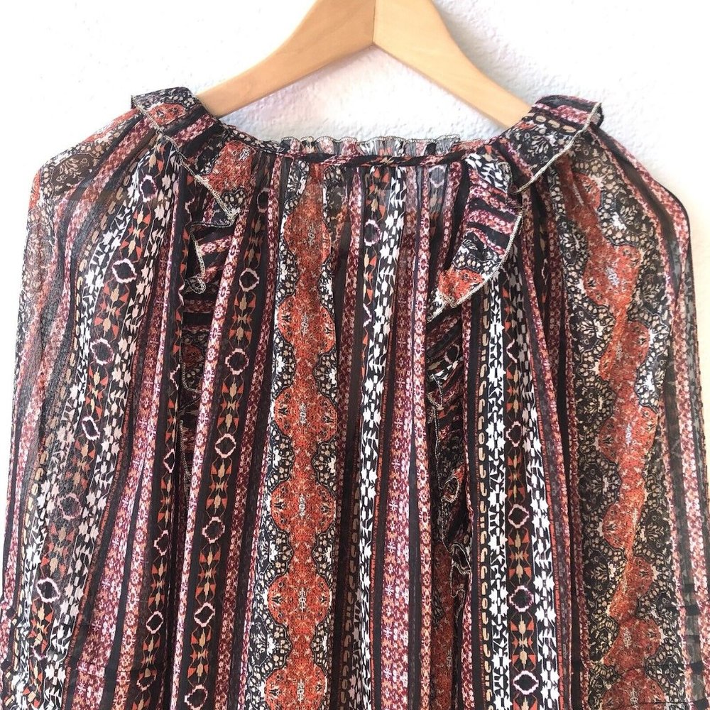 Lucky Brand Lucky Brand Chiffon Printed Peasant Top Size Small - Picture 8 of 8